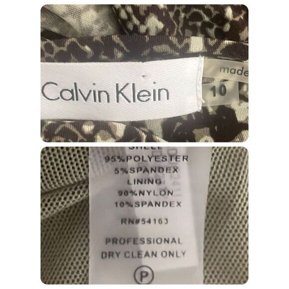 Calvin Klein Olive Green Snake Print Dress 10 - Picture 8 of 13